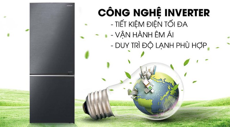 Tích hợp công nghệ inverter hiện đại tiết kiệm điện tối ưu - Tủ lạnh Hitachi Inverter 275 lít R-B330PGV8 BBK